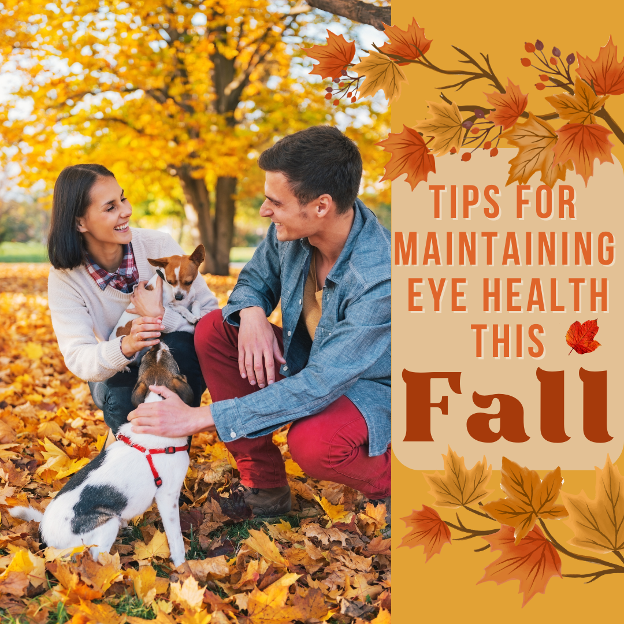 Young couple outside in the fall foliage