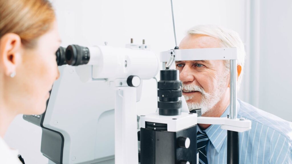 Man having his eye examined