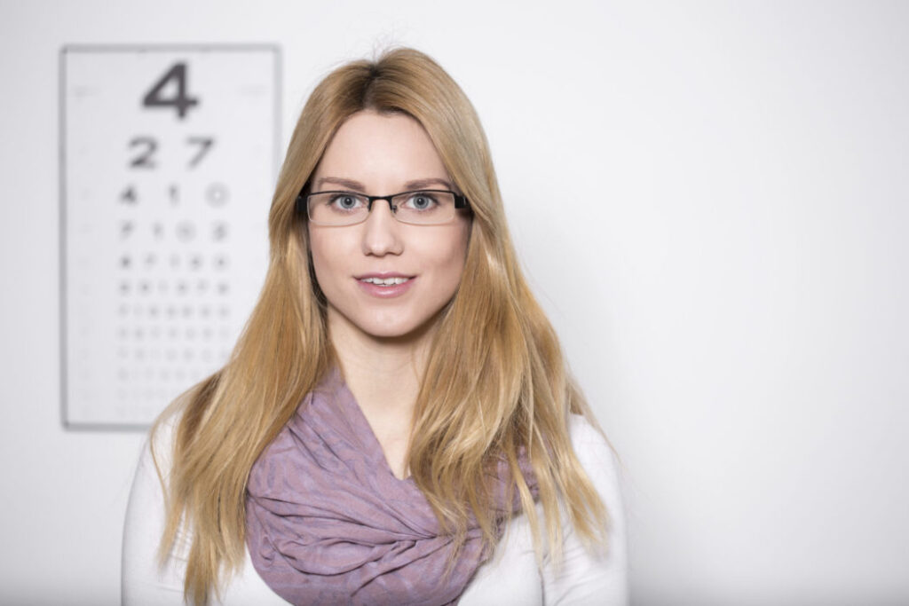 Woman wearing glasses